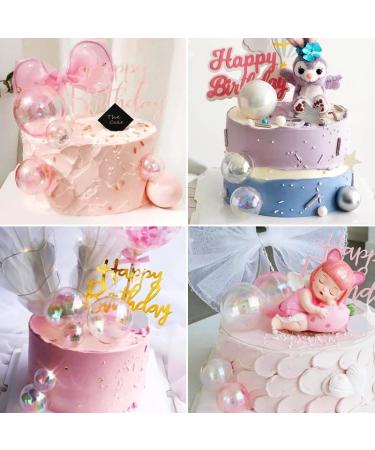 Bubble Balls Cupcake Toppers Set - 16Pcs Pink Cake Insert Toppers for Wedding, Anniversary, Mother's Day, Birthday Party Decorations - Buy Online on SooperMarket.com