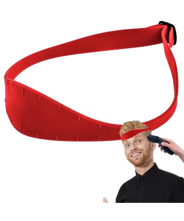 Adjustable haircut band Neckline Shaving Template and Hair Trimming Stencil Haircut strap silicone professional hair cutting tool for home haircuts hairdressing salon stylist (red)