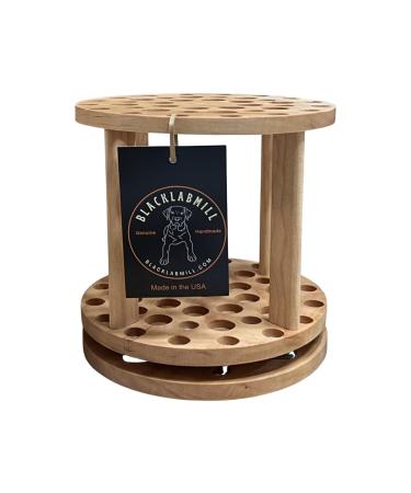 BlackLabMill Rotating Paint Brush Holder - Handmade Paint Brush Holder Rotating Art Supply Organizer   Large Capacity Cherry Hardwood Brush Organizer for Desk  Arts and Crafts