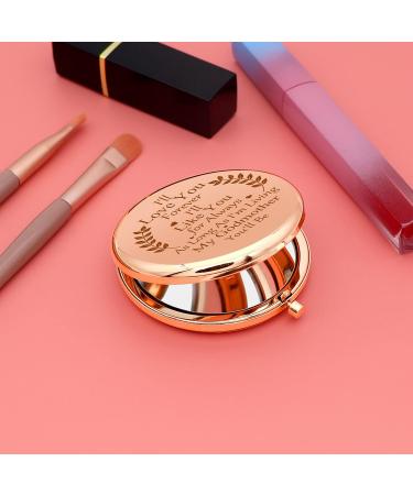 Mother's Day Godmother Gift from Goddaughter/Godson | Compact Mirror for Aunt, Mom, Coworker | Christian Baptism/Prayer Gift | Rose Gold Makeup Mirror - Buy Online on SooperMarket.com