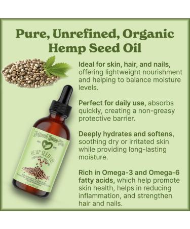 Natural Born Oils Hemp Seed Oil 4oz - Organic Cold-Pressed High in Vitamins & Minerals for Skin and Hair Revitalization - Buy Online on SooperMarket.com