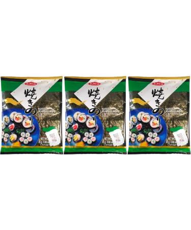 Sukina Korean Roasted Sushi Seaweed Laver 10 Sheets 25g (Pack of 3) by CNMART
