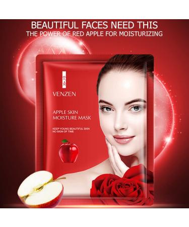 VENZEN Red Apple Skin Moisture Face Mask - Hyaluronic Acid 10 Pack (25g Each) | Refreshing Facial Care for Hydration & Replenishment - Buy Online on SooperMarket.com