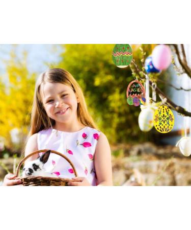 Anditoy 30 PCS Easter Wooden Hanging Ornaments | Unfinished Wood Slices Eggs | DIY Easter Crafts for Kids | Easter Decorations & Party Supplies - Buy Online on SooperMarket.com