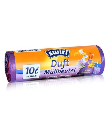 Swirl scented garbage bag vanilla-lavender with drawstring 10 liters 1 roll with 14 bags