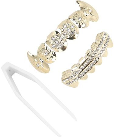 Hip Hop False Teeth Set Reusable Unfading Electroplated Halloween Festival Decoration Brace (Red) - Buy Online on SooperMarket.com