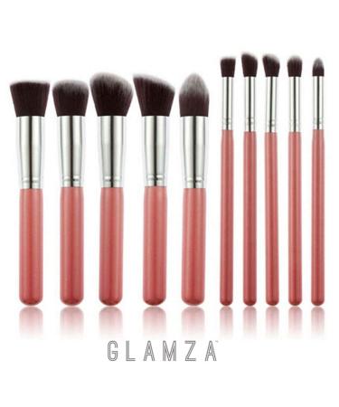 Glamza Pink Makeup Brush Set - 10 Premium Brushes for Flawless Application | International Shipping Available - Buy Online on SooperMarket.com