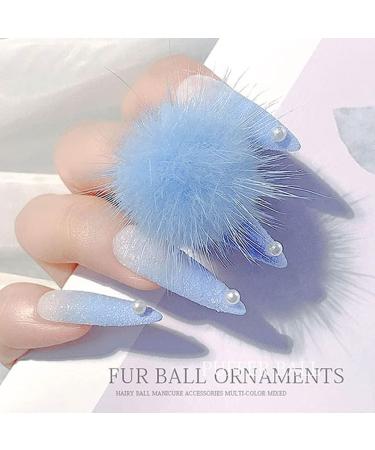 Nail Pom Ball 3D Detachable Nail Poms Charm Faux With Removable Base For Nail Art Design Nail Tip Decor Acrylic Nail Art Accessories Kit - Buy Online on SooperMarket.com