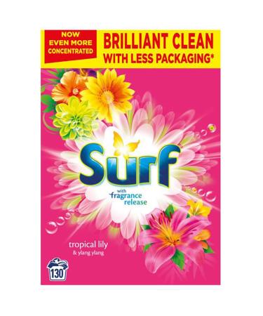 Surf Washing Laundry Detergent Powder - 130 Wash - Tropical Lily & Ylang Ylang - Fabric Care Laundry Powder for Brilliantly Clean Laundry Every Time - Suitable For Cold & Hot Washes