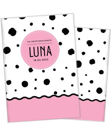 Wilhelm Fell case for the EU pet ID card for animals I personalized with names or date of birth i personal gift idea for pet owners I protective cover for the pet ID card (Luna) personalized EU petrol card luna
