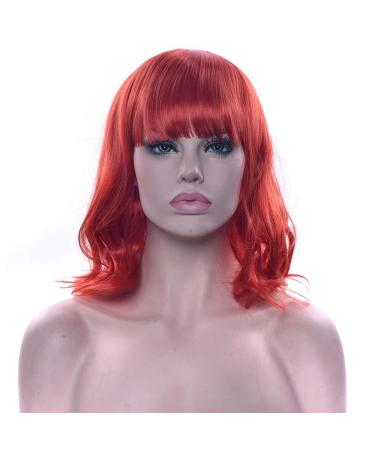 Lfmdjf 10 Colors Short Curly Synthetic Hair Pink Wigs High Temperature Fiber Black Brown Red Hairpiece Wig for Women 14inches 2312 Red