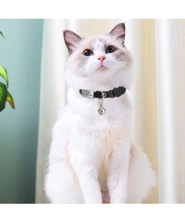 Personalized Breakaway Cat Collar with Engraved Name Tag - Adjustable Kitten Safety Collar with Bell - 7 Colors - Customizable up to 3 Lines of Text - Buy Online on SooperMarket.com