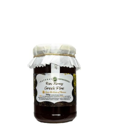 Thomas' Raw Greek Pine Honey |Antibacterial Honey |Thick & Unpasteurised |Single Origin |The Raw Honey Shop |(490g)