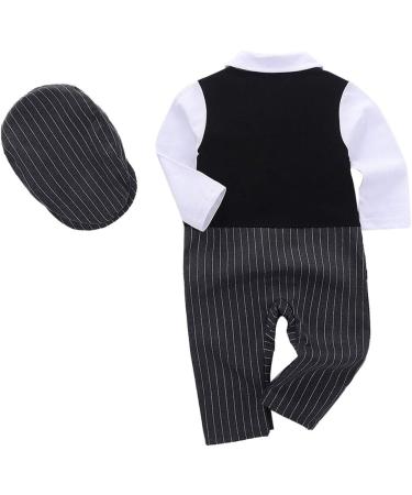 AmzBarley Baby Boys Gentlemans Outfit Suit | Long/Short Sleeve Dress Shirt Pants Vest Bowtie Tuxedo Rompers | Birthday Party Evening Wear | Black 103-b 3-6 Months - Buy Online on SooperMarket.com