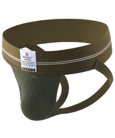 BRODDLE Men's Jockstrap Stretchy Nylon Mesh Pouch Performance Workout Athletic Supporters for Men Green Large
