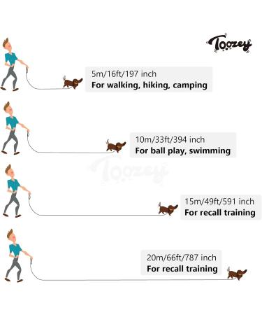 Toozey 5m Rubberized Dog Leash for Small to Large Dogs - Durable Black Drag Line with Hand Loop & Storage Bag - Buy Online on SooperMarket.com