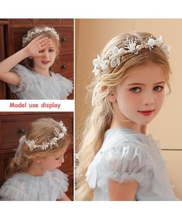 TONAUP Bridal Headband Pearl Flower Headbands for Girl White Eucharist Headpiece Head Vines for Weddings Parties Special Occasions - Buy Online on SooperMarket.com