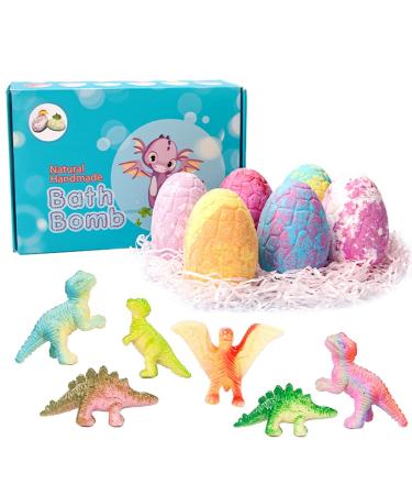 Queta Bath Bombs Dinosaur Egg Bath Ball for Children No Additives Natural Vegetable Ingredients Bubble Bath Bath Salt Ball with Natural Essential Oils (Blue)