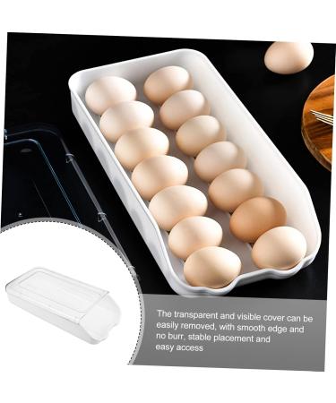 Mikikit 1pc Egg Box Portable Drawers Refrigerator Egg Bin Refrigerator Fresh Container Plastic Eggs Rolling Transparent 33.5X17.5X7.5CM - Buy Online on SooperMarket.com