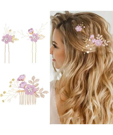 EIHI 3 Pieces Rose Accessory Cheveux Mariage Bijoux Cheveux Pince Cheveux Mariage Bijoux Cheveux Mariage Bijoux de Cheveux pour Femme A - Buy Online on SooperMarket.com