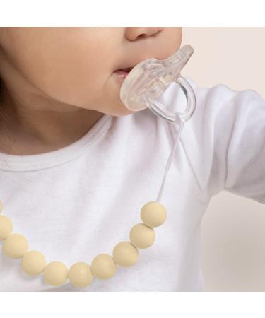 Center Coast Collections Silicone Pacifier Clip - Secure Binky Holder - Neutral Beige - Unisex for Baby and Toddlers - Buy Online on SooperMarket.com
