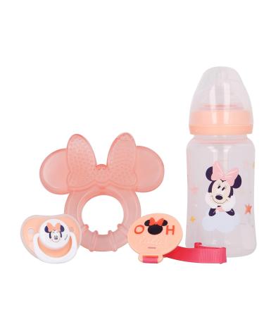 Baby Gift Set with Bottle Pacifier Holder & Teething Ring | Disney Baby Minnie Mouse | 240 ml - Buy Online on SooperMarket.com