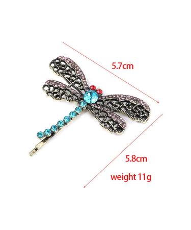 Vintage Rhinestone Dragonfly Hair Clips Set - Elegant Alloy Barrettes for Women - Buy Online on SooperMarket.com