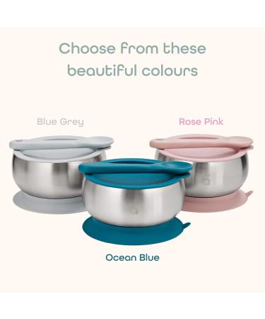 Beau Baby Stainless Steel Suction Bowl with Silicone Spoon - Pink | Baby Led Weaning Bowl for Toddlers & Kids - Buy Online on SooperMarket.com
