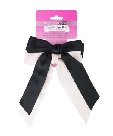 Brushworks Satin Hair Bow Duo Black & White