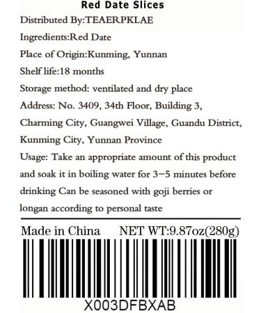 dried red dates Sweet Crispy Dates 9.87oz/280g Jujube slices Jujube Seedless Jujube Slices Can be matched wolfberry longan tea soak in water No wash ready to eat 280g - Buy Online on SooperMarket.com