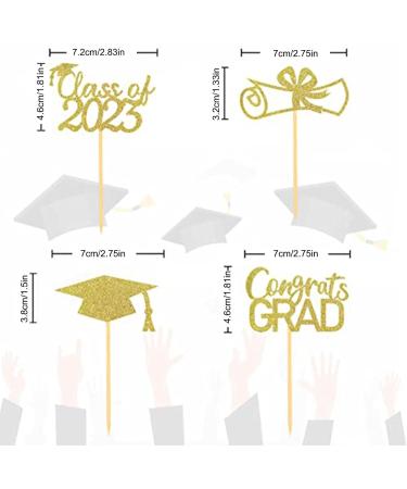 JINGLING Graduation Cake Lids Cupcake Toppers with Graduation Pack of 24 - Glitter Class of 2023 Graduation Cupcake Toppers Diploma Grade Caps Cake Toppers Picks for Graduation Gold - Buy Online on SooperMarket.com