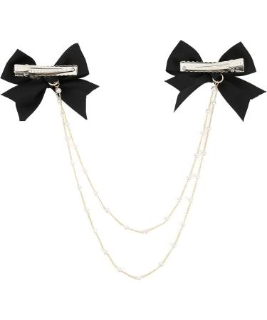 Buy Biitfuu 4Pcs Black Hair Bows with Pearl Chains - Stylish Hair Accessories for Girls & Women - International Shipping Available - Buy Online on SooperMarket.com