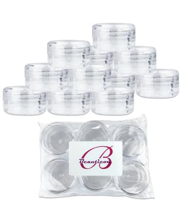 (Quantity: 12 Pieces) Beauticom 15G/15ML (0.5oz) Round Clear Jars with Screw Cap Lid for Powdered Eyeshadow Mineralized Makeup Cosmetic Samples - BPA Free
