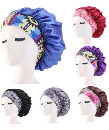 Tossper Women Satin Night Cap - Wide Elastic Hair Cover & Bonnet for Curly Hair - Black - Buy Online on SooperMarket.com