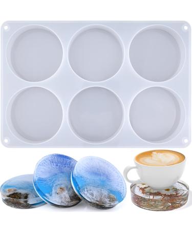 Actvty Resin Coaster Molds 6-Cavity Deep Round Coaster Silicone Molds for Resin Casting, Large Coaster Molds for Epoxy Resin DIY Custom Coasters Resin Art Gifts Home Decoration