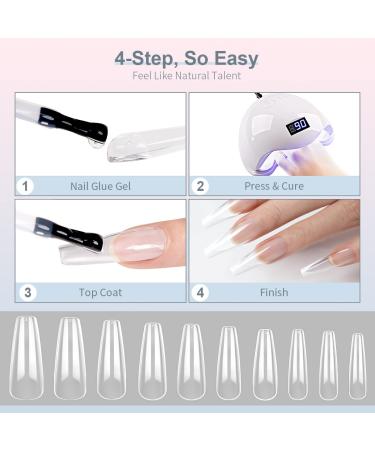 RARJSM Translucent Neon Jelly Gel Nail Polish Set - 6 Colors with Long Fake Nails in Gift Package - Buy Online on SooperMarket.com