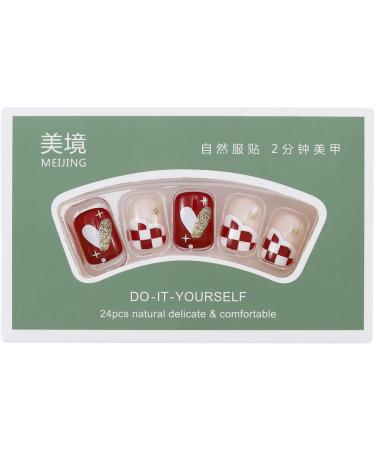 Brishow Christmas False Nails - Snow Press on Nails Antler Short Red Fake Nails 24pcs for Women and Girls - Buy Online on SooperMarket.com