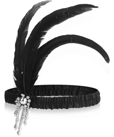 WLLHYF Feather Headwear Feather Headband Flapper Headpiece Head Wear Fashion Soft and Comfortable Hair Bows Hair 1920s Accessories for Kids Girls Party Decoration (Silver Tassel Black Feather) - Buy Online on SooperMarket.com