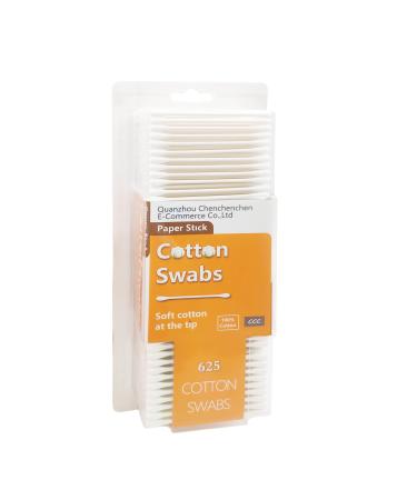 Cotton Swabs with Paper Sticks 625ct, Biodegradable Double Tipped Cotton Buds for Beauty& Personal Care 625pcs