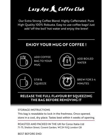 Lazy Ape Coffee Club - Extra Strong 50 Count Coffee Bags, Pack of 1 - Buy Online on SooperMarket.com