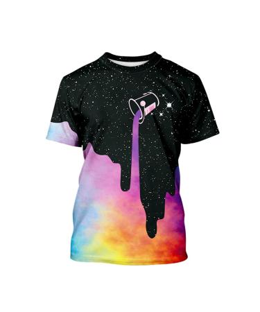 Casual Big Summer Teen Print Blouse Clothes T-Shirt Kids Boys 3D Tops Girls Girls Tops Kids Inner Top Black 9-10 Years