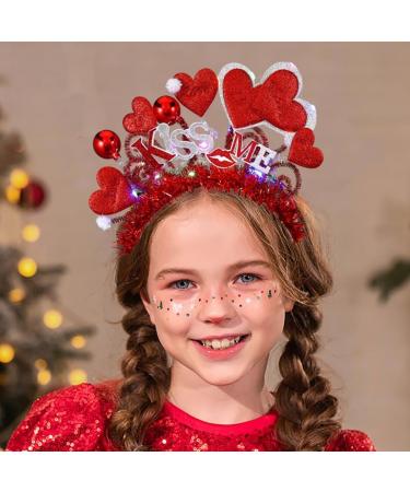 Vatocu LED Valentine's Day Headband Luminous Heart Headpiece Red Lips Headband Sequins Heart Hair Accessories for Holiday Wedding Birthday Party Gift - Buy Online on SooperMarket.com