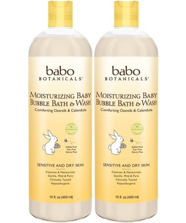 Babo Botanicals 2-in-1 Bubble Bath & Wash with Organic Calendula & Oat Milk - Hypoallergenic & Vegan - 15oz (2-Pack) for Sensitive Skin - Buy Online on SooperMarket.com