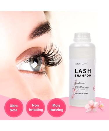 Eyelash Extension Shampoo 600ml | Paraben & Sulfate-Free Foaming Cleaner for Extensions & Natural Lashes | Cherry Blossom | Professional & Self-Use - Buy Online on SooperMarket.com