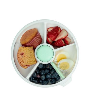 GoBe Kids Large Snack Spinner Bundle with Hand Strap and Sticker Sheet - Reusable Snack Container with 4 Compartment Dispenser & Sliding Door | BPA and PVC Free | Dishwasher Safe | No Spill Leakproof Mint Green Large