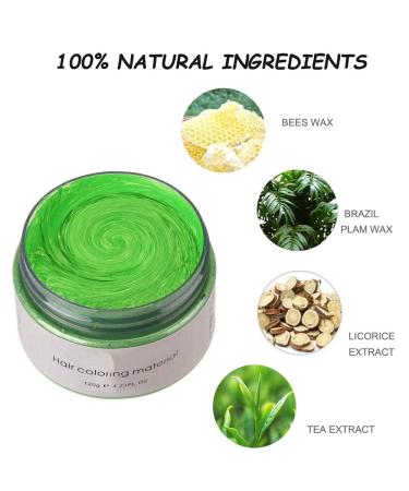 Temporary Hair Wax Color - Washable Green Hairstyle Dye for Men & Women | Natural Ingredients | 120g - Buy Online on SooperMarket.com