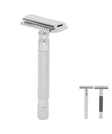 Double Edge Reusable Security Razor - Manual Zinc Alloy for Wet Shaving | Barber Quality (Silver) - Buy Online on SooperMarket.com