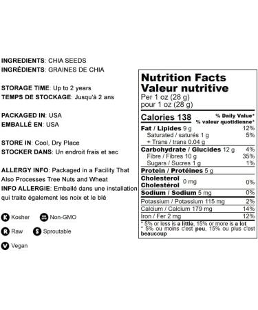 Organic Black Chia Seeds - 2 Pounds | Non-GMO, Whole & Sproutable | Vegan, Kosher, Keto | Rich in Essential Fatty Acids, Fiber & Protein | Perfect for Chia Pudding, Smoothies & Oatmeal - Buy Online on SooperMarket.com