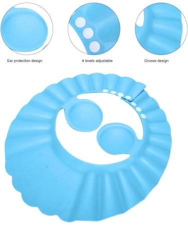 Baby Bathing Hat 6.6in Diameter Kids Shampoo Hat Silicone Ear Shower Hat for Children(Blue) - Buy Online on SooperMarket.com