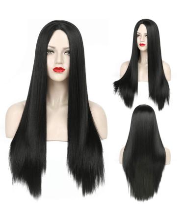 Sawekin Halloween wig black long straight Halloween costume wigs cosplay black wig wig for Halloween costume party carnival